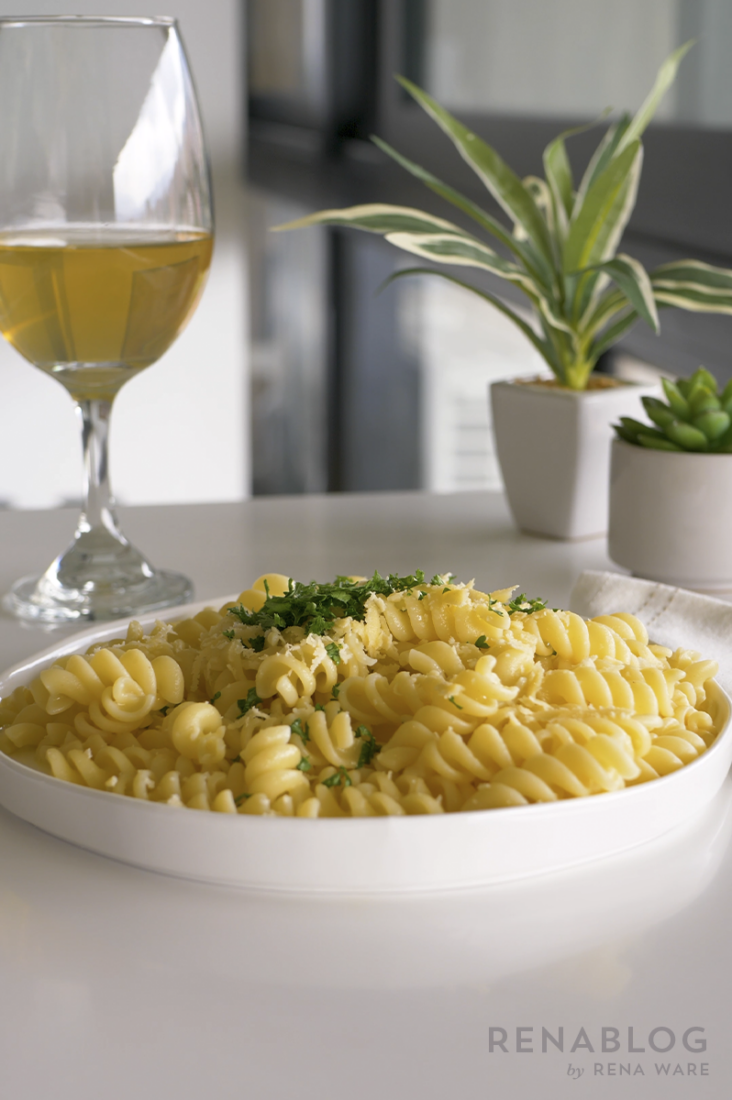 Pasta Alfredo con mínimo de agua